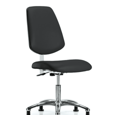 Class 100 Vinyl Clean Room Chair - Desk Height with Medium Back & Stationary Glides in Black Trailblazer Vinyl - NCR-VDHCH-MB-CR-T0-A0-RG-8540