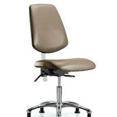 Class 100 Vinyl Clean Room Chair - Desk Height with Medium Back & Stationary Glides in Taupe Supernova Vinyl - NCR-VDHCH-MB-CR-T0-A0-RG-8809