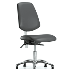 Class 100 Vinyl Clean Room Chair - Desk Height with Medium Back & Stationary Glides in Carbon Supernova Vinyl - NCR-VDHCH-MB-CR-T0-A0-RG-8823