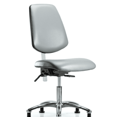 Class 100 Vinyl Clean Room Chair - Desk Height with Medium Back & Stationary Glides in Sterling Supernova Vinyl - NCR-VDHCH-MB-CR-T0-A0-RG-8840