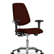 Class 100 Vinyl Clean Room Chair - Desk Height with Medium Back, Adjustable Arms, & Casters in Burgundy Trailblazer Vinyl - NCR-VDHCH-MB-CR-T0-A1-CC-8569
