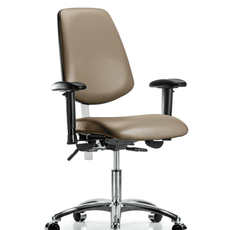 Class 100 Vinyl Clean Room Chair - Desk Height with Medium Back, Adjustable Arms, & Casters in Taupe Supernova Vinyl - NCR-VDHCH-MB-CR-T0-A1-CC-8809