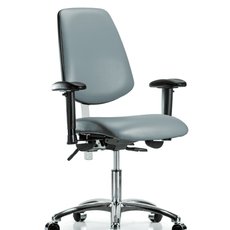 Class 100 Vinyl Clean Room Chair - Desk Height with Medium Back, Adjustable Arms, & Casters in Storm Supernova Vinyl - NCR-VDHCH-MB-CR-T0-A1-CC-8822