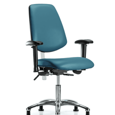 Class 100 Vinyl Clean Room Chair - Desk Height with Medium Back, Adjustable Arms, & Stationary Glides in Marine Blue Supernova Vinyl - NCR-VDHCH-MB-CR-T0-A1-RG-8801