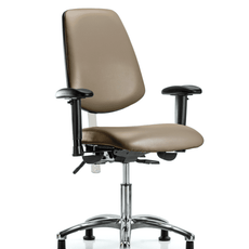 Class 100 Vinyl Clean Room Chair - Desk Height with Medium Back, Adjustable Arms, & Stationary Glides in Taupe Supernova Vinyl - NCR-VDHCH-MB-CR-T0-A1-RG-8809