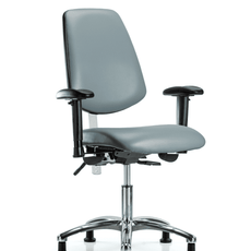 Class 100 Vinyl Clean Room Chair - Desk Height with Medium Back, Adjustable Arms, & Stationary Glides in Storm Supernova Vinyl - NCR-VDHCH-MB-CR-T0-A1-RG-8822