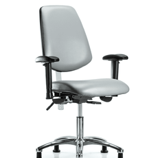 Class 100 Vinyl Clean Room Chair - Desk Height with Medium Back, Adjustable Arms, & Stationary Glides in Sterling Supernova Vinyl - NCR-VDHCH-MB-CR-T0-A1-RG-8840