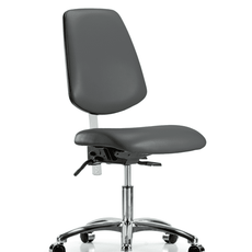 Class 100 Vinyl Clean Room Chair - Desk Height with Medium Back, Seat Tilt, & Casters in Carbon Supernova Vinyl - NCR-VDHCH-MB-CR-T1-A0-CC-8823