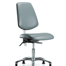 Class 100 Vinyl Clean Room Chair - Desk Height with Medium Back, Seat Tilt, & Stationary Glides in Storm Supernova Vinyl - NCR-VDHCH-MB-CR-T1-A0-RG-8822