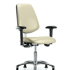 Class 100 Vinyl Clean Room Chair - Desk Height with Medium Back, Seat Tilt, Adjustable Arms, & Stationary Glides in Adobe White Trailblazer Vinyl - NCR-VDHCH-MB-CR-T1-A1-RG-8501