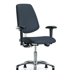 Class 100 Vinyl Clean Room Chair - Desk Height with Medium Back, Seat Tilt, Adjustable Arms, & Stationary Glides in Imperial Blue Trailblazer Vinyl - NCR-VDHCH-MB-CR-T1-A1-RG-8582