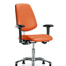Class 100 Vinyl Clean Room Chair - Desk Height with Medium Back, Seat Tilt, Adjustable Arms, & Stationary Glides in Orange Kist Trailblazer Vinyl - NCR-VDHCH-MB-CR-T1-A1-RG-8613