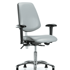 Class 100 Vinyl Clean Room Chair - Desk Height with Medium Back, Seat Tilt, Adjustable Arms, & Stationary Glides in Taupe Supernova Vinyl - NCR-VDHCH-MB-CR-T1-A1-RG-8809