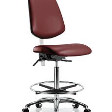 Class 100 Vinyl Clean Room Chair - High Bench Height with Medium Back, Chrome Foot Ring, & Casters in Borscht Supernova Vinyl - NCR-VHBCH-MB-CR-T0-A0-CF-CC-8815