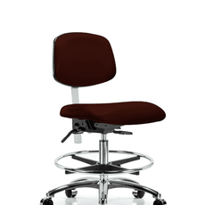 Class 100 Vinyl Clean Room Chair - Medium Bench Height with Chrome Foot Ring & Casters in Burgundy Trailblazer Vinyl - NCR-VMBCH-CR-T0-A0-CF-CC-8569