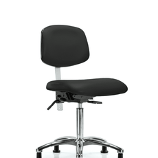 Class 100 Vinyl Clean Room Chair - Medium Bench Height with Stationary Glides in Black Trailblazer Vinyl - NCR-VMBCH-CR-T0-A0-NF-RG-8540