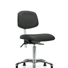 Class 100 Vinyl Clean Room Chair - Medium Bench Height with Stationary Glides in Charcoal Trailblazer Vinyl - NCR-VMBCH-CR-T0-A0-NF-RG-8605