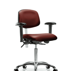 Class 100 Vinyl Clean Room Chair - Medium Bench Height with Adjustable Arms & Casters in Borscht Supernova Vinyl - NCR-VMBCH-CR-T0-A1-NF-CC-8815