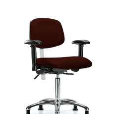 Class 100 Vinyl Clean Room Chair - Medium Bench Height with Adjustable Arms & Stationary Glides in Burgundy Trailblazer Vinyl - NCR-VMBCH-CR-T0-A1-NF-RG-8569