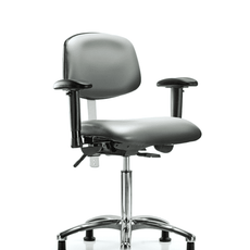 Class 100 Vinyl Clean Room Chair - Medium Bench Height with Adjustable Arms & Stationary Glides in Sterling Supernova Vinyl - NCR-VMBCH-CR-T0-A1-NF-RG-8840