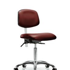 Class 100 Vinyl Clean Room Chair - Medium Bench Height with Seat Tilt & Casters in Borscht Supernova Vinyl - NCR-VMBCH-CR-T1-A0-NF-CC-8815