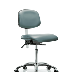 Class 100 Vinyl Clean Room Chair - Medium Bench Height with Seat Tilt & Casters in Storm Supernova Vinyl - NCR-VMBCH-CR-T1-A0-NF-CC-8822