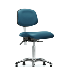Class 100 Vinyl Clean Room Chair - Medium Bench Height with Seat Tilt & Stationary Glides in Marine Blue Supernova Vinyl - NCR-VMBCH-CR-T1-A0-NF-RG-8801
