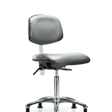 Class 100 Vinyl Clean Room Chair - Medium Bench Height with Seat Tilt & Stationary Glides in Sterling Supernova Vinyl - NCR-VMBCH-CR-T1-A0-NF-RG-8840
