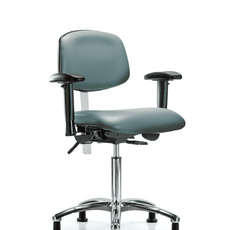 Class 100 Vinyl Clean Room Chair - Medium Bench Height with Seat Tilt, Adjustable Arms, & Stationary Glides in Storm Supernova Vinyl - NCR-VMBCH-CR-T1-A1-NF-RG-8822