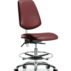 Class 100 Vinyl Clean Room Chair - Medium Bench Height with Medium Back, Chrome Foot Ring, & Casters in Borscht Supernova Vinyl - NCR-VMBCH-MB-CR-T0-A0-CF-CC-8815