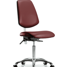 Class 100 Vinyl Clean Room Chair - Medium Bench Height with Medium Back & Casters in Borscht Supernova Vinyl - NCR-VMBCH-MB-CR-T0-A0-NF-CC-8815