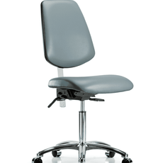 Class 100 Vinyl Clean Room Chair - Medium Bench Height with Medium Back & Casters in Storm Supernova Vinyl - NCR-VMBCH-MB-CR-T0-A0-NF-CC-8822