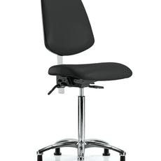 Class 100 Vinyl Clean Room Chair - Medium Bench Height with Medium Back & Stationary Glides in Black Trailblazer Vinyl - NCR-VMBCH-MB-CR-T0-A0-NF-RG-8540