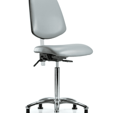 Class 100 Vinyl Clean Room Chair - Medium Bench Height with Medium Back & Stationary Glides in Dove Trailblazer Vinyl - NCR-VMBCH-MB-CR-T0-A0-NF-RG-8567