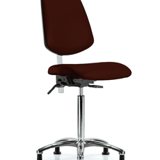 Class 100 Vinyl Clean Room Chair - Medium Bench Height with Medium Back & Stationary Glides in Burgundy Trailblazer Vinyl - NCR-VMBCH-MB-CR-T0-A0-NF-RG-8569