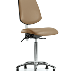 Class 100 Vinyl Clean Room Chair - Medium Bench Height with Medium Back & Stationary Glides in Taupe Trailblazer Vinyl - NCR-VMBCH-MB-CR-T0-A0-NF-RG-8584