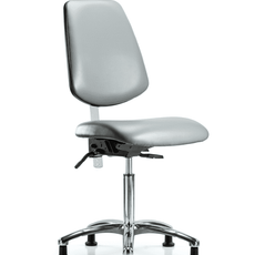 Class 100 Vinyl Clean Room Chair - Medium Bench Height with Medium Back & Stationary Glides in Sterling Supernova Vinyl - NCR-VMBCH-MB-CR-T0-A0-NF-RG-8840