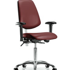 Class 100 Vinyl Clean Room Chair - Medium Bench Height with Medium Back, Adjustable Arms, & Casters in Borscht Supernova Vinyl - NCR-VMBCH-MB-CR-T0-A1-NF-CC-8815