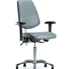 Class 100 Vinyl Clean Room Chair - Medium Bench Height with Medium Back, Adjustable Arms, & Stationary Glides in Storm Supernova Vinyl - NCR-VMBCH-MB-CR-T0-A1-NF-RG-8822