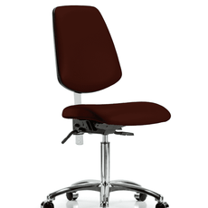 Class 100 Vinyl Clean Room Chair - Medium Bench Height with Medium Back, Seat Tilt, & Casters in Burgundy Trailblazer Vinyl - NCR-VMBCH-MB-CR-T1-A0-NF-CC-8569