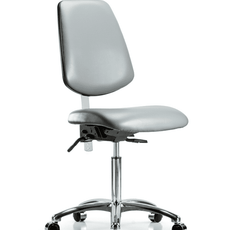 Class 100 Vinyl Clean Room Chair - Medium Bench Height with Medium Back, Seat Tilt, & Casters in Sterling Supernova Vinyl - NCR-VMBCH-MB-CR-T1-A0-NF-CC-8840