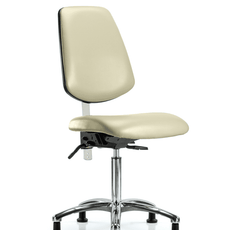 Class 100 Vinyl Clean Room Chair - Medium Bench Height with Medium Back, Seat Tilt, & Stationary Glides in Adobe White Trailblazer Vinyl - NCR-VMBCH-MB-CR-T1-A0-NF-RG-8501
