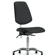 Class 100 Vinyl Clean Room Chair - Medium Bench Height with Medium Back, Seat Tilt, & Stationary Glides in Black Trailblazer Vinyl - NCR-VMBCH-MB-CR-T1-A0-NF-RG-8540