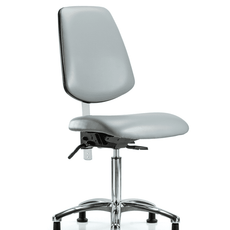 Class 100 Vinyl Clean Room Chair - Medium Bench Height with Medium Back, Seat Tilt, & Stationary Glides in Dove Trailblazer Vinyl - NCR-VMBCH-MB-CR-T1-A0-NF-RG-8567