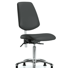Class 100 Vinyl Clean Room Chair - Medium Bench Height with Medium Back, Seat Tilt, & Stationary Glides in Charcoal Trailblazer Vinyl - NCR-VMBCH-MB-CR-T1-A0-NF-RG-8605
