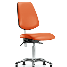 Class 100 Vinyl Clean Room Chair - Medium Bench Height with Medium Back, Seat Tilt, & Stationary Glides in Orange Kist Trailblazer Vinyl - NCR-VMBCH-MB-CR-T1-A0-NF-RG-8613