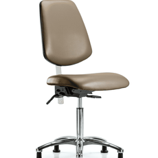Class 100 Vinyl Clean Room Chair - Medium Bench Height with Medium Back, Seat Tilt, & Stationary Glides in Taupe Supernova Vinyl - NCR-VMBCH-MB-CR-T1-A0-NF-RG-8809