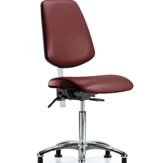 Class 100 Vinyl Clean Room Chair - Medium Bench Height with Medium Back, Seat Tilt, & Stationary Glides in Borscht Supernova Vinyl - NCR-VMBCH-MB-CR-T1-A0-NF-RG-8815