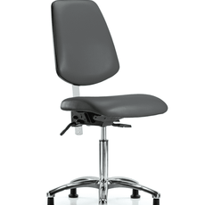 Class 100 Vinyl Clean Room Chair - Medium Bench Height with Medium Back, Seat Tilt, & Stationary Glides in Carbon Supernova Vinyl - NCR-VMBCH-MB-CR-T1-A0-NF-RG-8823