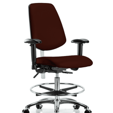 Class 100 Vinyl Clean Room Chair - Medium Bench Height with Medium Back, Seat Tilt, Adjustable Arms, Chrome Foot Ring, & Casters in Burgundy Trailblazer Vinyl - NCR-VMBCH-MB-CR-T1-A1-CF-CC-8569